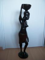 Afrikaanse Vrouw Houtsnijwerk Beeld - 78 cm - Bruin - zgan, Ophalen of Verzenden