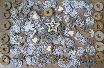 150 Platte Houten Ibiza Kerstboom Hangers 7 tot 8,5 cm beschikbaar voor biedingen