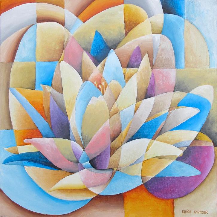 Prachtig schilderij van een waterlelie (handgeschilderd), Antiek en Kunst, Kunst | Schilderijen | Klassiek, Ophalen of Verzenden