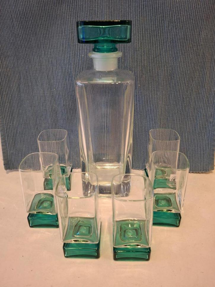 Luigi Bormiola - Light & Music - jaren 60 karaf & 6 glaasjes, Antiek en Kunst, Antiek | Glas en Kristal, Ophalen of Verzenden