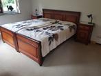 2 Persoons Deelbaar Bed met nachtkastjes, Huis en Inrichting, Slaapkamer | Bedden, Ophalen, Bruin, Tweepersoons, 180 cm