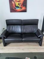 2,5 zitbank zwart leer met relaxfunctie ( l. en r. ), Huis en Inrichting, Ophalen, 150 tot 200 cm, Tweepersoons, Zo goed als nieuw