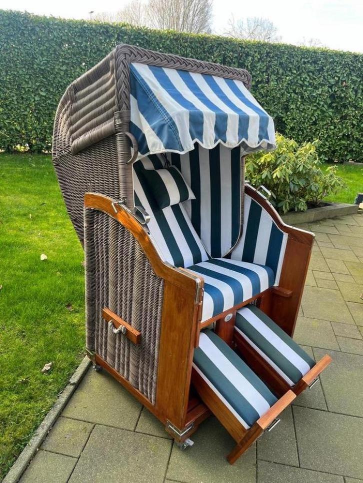 Garden cocoon strandkorf / strandstoel, Tuin en Terras, Tuinbanken, Zo goed als nieuw, Rotan, Ophalen of Verzenden