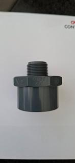 13 st PVC puntstuk 40/50mm met schroefdraad 3/4inch - Nieuw, Doe-het-zelf en Verbouw, Buizen en Afvoer, Ophalen, Nieuw, Pvc, Afvoer
