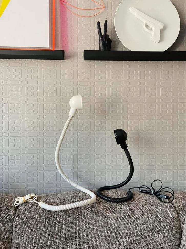 Vintage SNAKE Lampen Black & White, Huis en Inrichting, Lampen | Tafellampen, Zo goed als nieuw, 75 cm of meer, Metaal, Ophalen of Verzenden