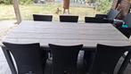 Tuintafel steigerhout, Tuin en Terras, Tuinsets en Loungesets, Ophalen, Zo goed als nieuw, Aluminium