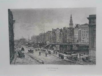 14 / Damrak in Amsterdam., Gravure uit 1882 beschikbaar voor biedingen