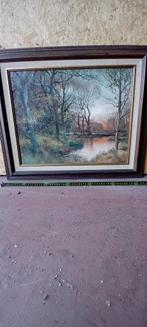Schilderij: Landschap met water, Antiek en Kunst, Ophalen of Verzenden