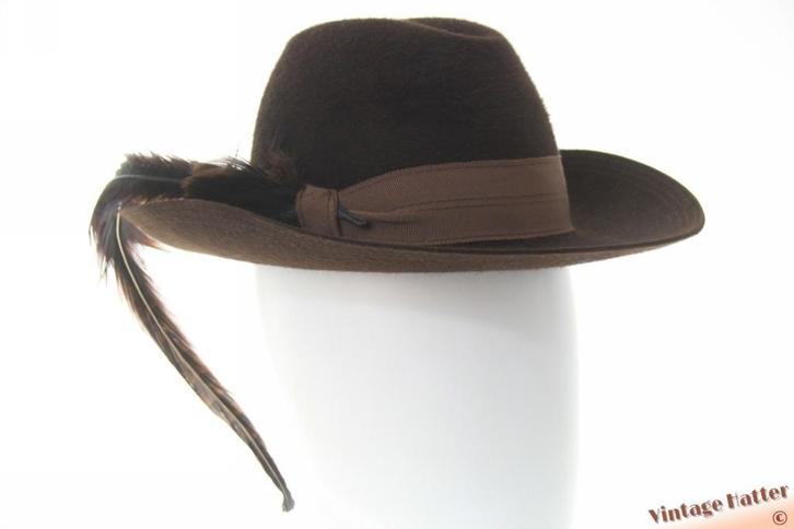 Vintage Dames jachthoed Ischler Hut donkerbruin vilt 54,5 XS, Kleding | Dames, Hoeden en Petten, Zo goed als nieuw, Hoed, 55 cm (S, 6⅞ inch) of minder