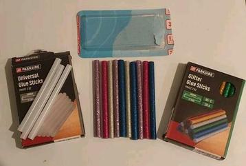 Glitter lijmstiften 30 stuks en 3x witte, rond 7 - 100 mm beschikbaar voor biedingen