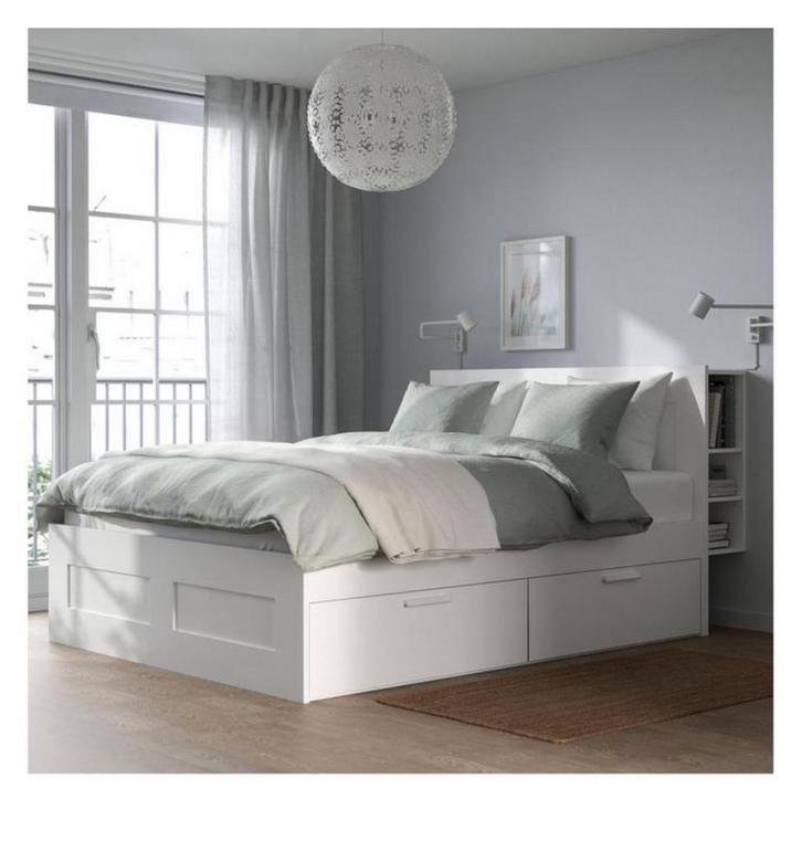 IKEA BRIMNES bedframe - Wit - Tweepersoons, Huis en Inrichting, Slaapkamer | Bedden, Zo goed als nieuw, Tweepersoons, 140 cm, 200 cm