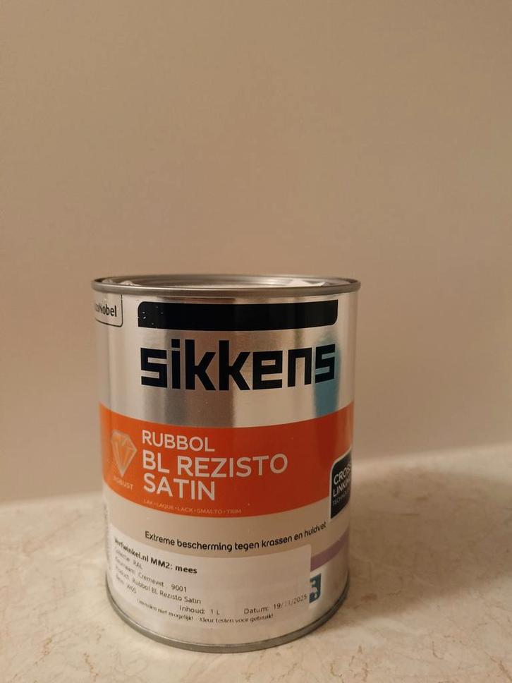 Sikkens Rubbol BL Rezisto Satin - RAL 9001 - 1L, Doe-het-zelf en Verbouw, Verf, Beits en Lak, Nieuw, Lak, Minder dan 5 liter, Wit
