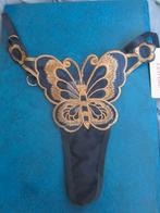 Sexy string met vlinder blauw/groen (NIEUW), Geen merk, Ophalen of Verzenden, Blauw, String