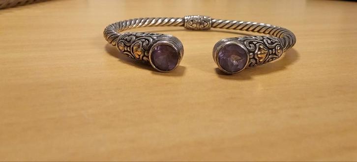 Zilveren slavenarmband 18k Amathyst, Sieraden, Tassen en Uiterlijk, Oorbellen, Nieuw, Zilver, Ophalen of Verzenden