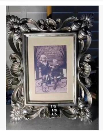 Romantische lijst zilverkleurig oude foto kinderen 28x22 cm beschikbaar voor biedingen