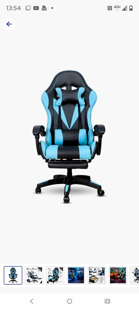 Gaming Bureaustoel - Blauw/Zwart, Huis en Inrichting, Bureaustoelen, Nieuw, Bureaustoel, Blauw, Ergonomisch, Gaming bureaustoel