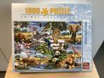 Puzzel variatie wilde dieren panda olifant Afrika landschap, Ophalen of Verzenden, 500 t/m 1500 stukjes, Gebruikt, Legpuzzel
