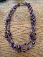 Ketting met paarse glasstenen, Verzenden, Zo goed als nieuw, Paars, Overige materialen