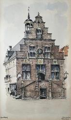 Stadhuis Oudewater Brobbel litho schilderij, Antiek en Kunst, Kunst | Litho's en Zeefdrukken, Ophalen of Verzenden