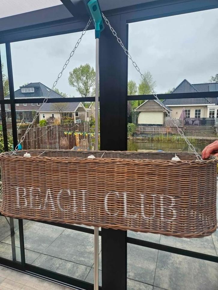 Rotan hanglamp kap "Beach club", Huis en Inrichting, Lampen | Lampenkappen, Gebruikt, Rond, Overige kleuren, Ophalen