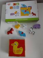 Houten blokpuzzel met houten dieren figuurtjes, Kinderen en Baby's, Speelgoed | Houten speelgoed, Ophalen of Verzenden, Gebruikt