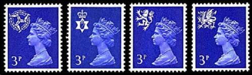 REGIONALS E.II. 3p. Decimal Machin frankeerzegels, 11 Variët, Postzegels en Munten, Postzegels | Europa | UK, Postfris, Verzenden