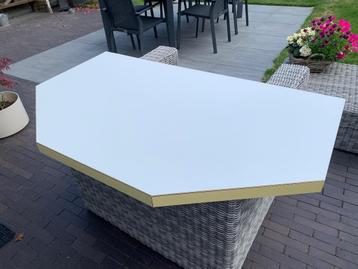 Bureau blad wit met gele rand