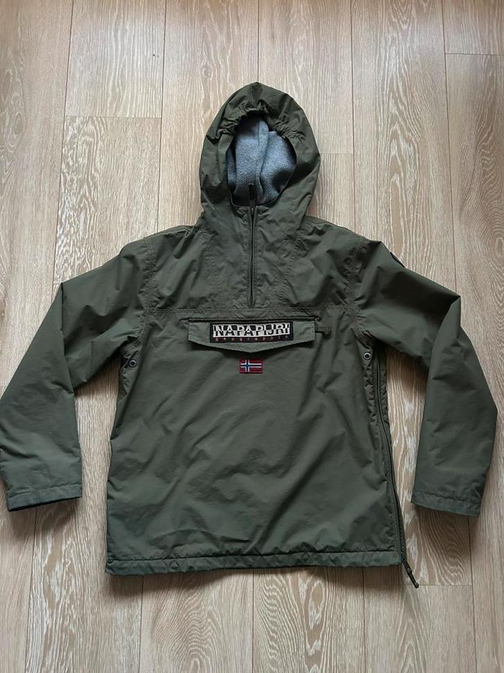 Donkergroene Napapijri (rainforest) jas mt 162, Kleding | Heren, Jassen | Winter, Zo goed als nieuw, Overige maten, Groen, Ophalen of Verzenden