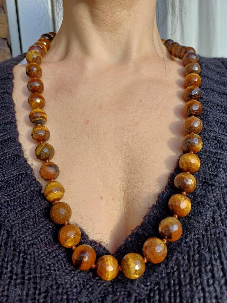 Vanoli collier ketting van gefacetterd tijgeroog, Daiva1973@hotmail.com, Vanoli, Bruin, Amsterdam