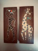 2 x vintage wanddecoratie Curacao. Ingelegd mozaiek giraffe, Ophalen