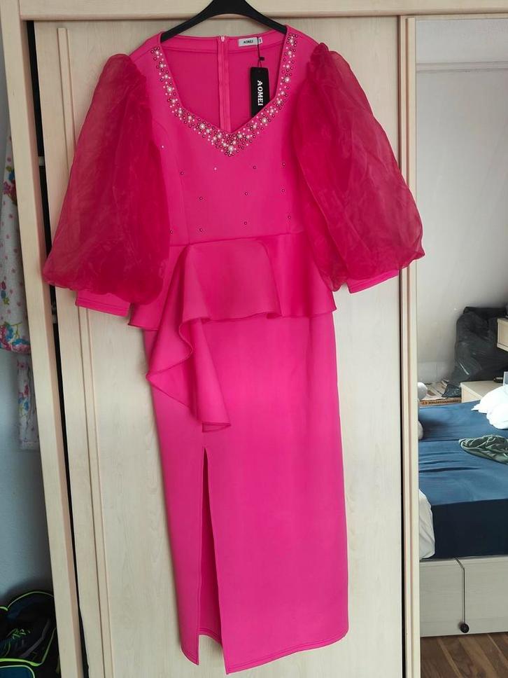 Roze Aomei Feestjurk 3XL (valt als XXL), Kleding | Dames, Gelegenheidskleding, Nieuw, Galajurk, Maat 46/48 (XL) of groter, Roze
