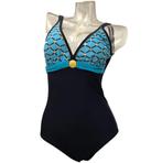 Blauwe v hals monokini badpak 34 36 38 40 42 44 46 48, Nieuw, Badpak, Verzenden