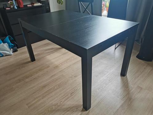 Zwarte eettafel, uitbreidbaar, Huis en Inrichting, Tafels | Eettafels, Gebruikt, 50 tot 100 cm, 200 cm of meer, Vijf personen of meer