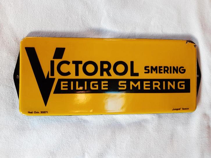 emaille bordje victorol veilige smering langcat, Antiek en Kunst, Antiek | Emaille, Ophalen of Verzenden