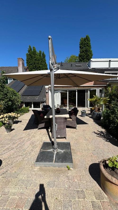 Glatz SOMBRENO S+ zweefparasol inclusief voet en hoes, Tuin en Terras, Parasols, Gebruikt, Zweefparasol, 3 tot 4 meter, Kantelbaar