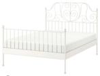 Ikea spijlenbed, Leirvik, wit, Ophalen, Gebruikt, Tweepersoons, Metaal