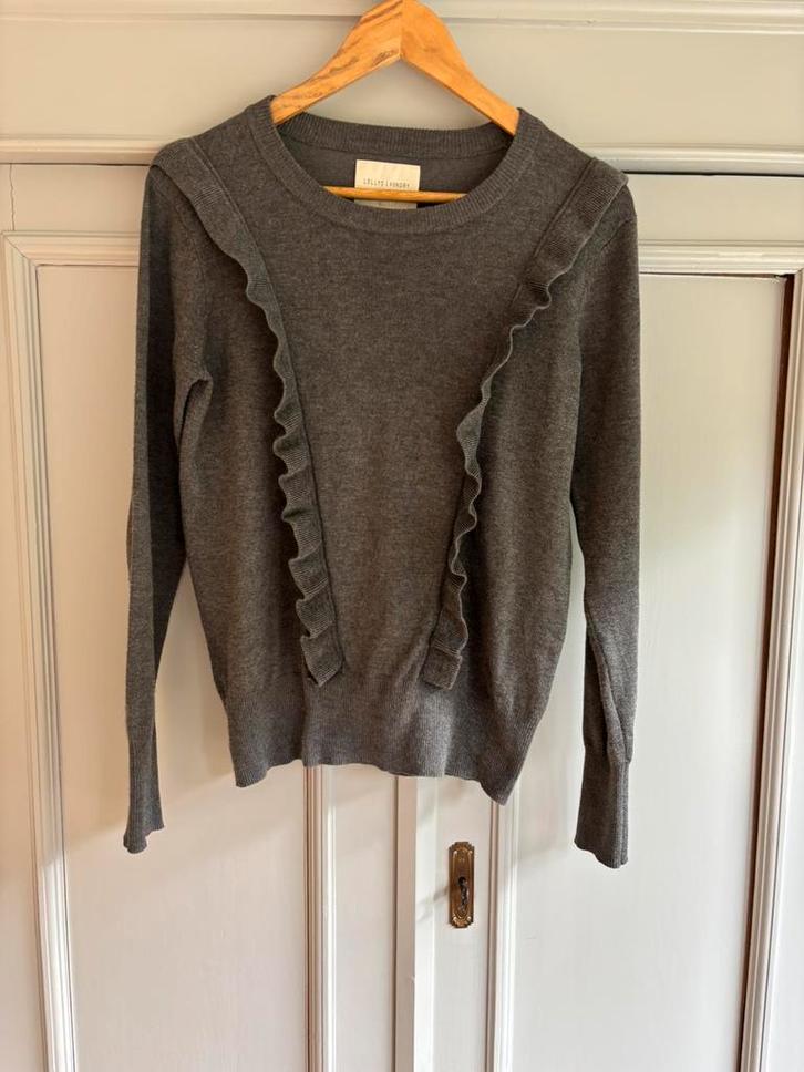 Lolly’s Laundry mooie grijze trui met leuke afwerking xs/s, Kleding | Dames, Truien en Vesten, Zo goed als nieuw, Maat 34 (XS) of kleiner