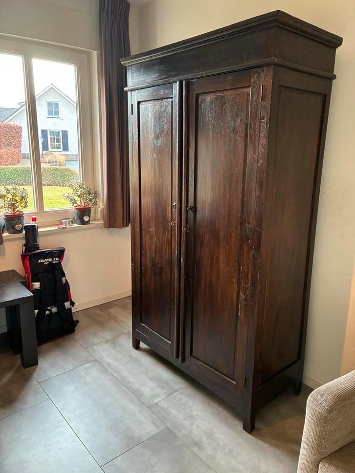 Koloniale Teak Kast, Huis en Inrichting, Kasten | Kledingkasten, Gebruikt, 150 tot 200 cm, 100 tot 150 cm, 50 tot 75 cm, Met deur(en)