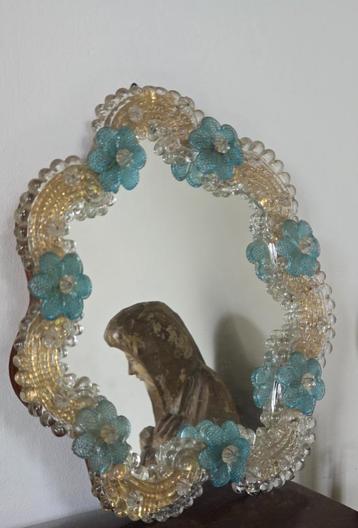 VINTAGE bijna antieke Venetiaanse spiegel tje Murano  beschikbaar voor biedingen