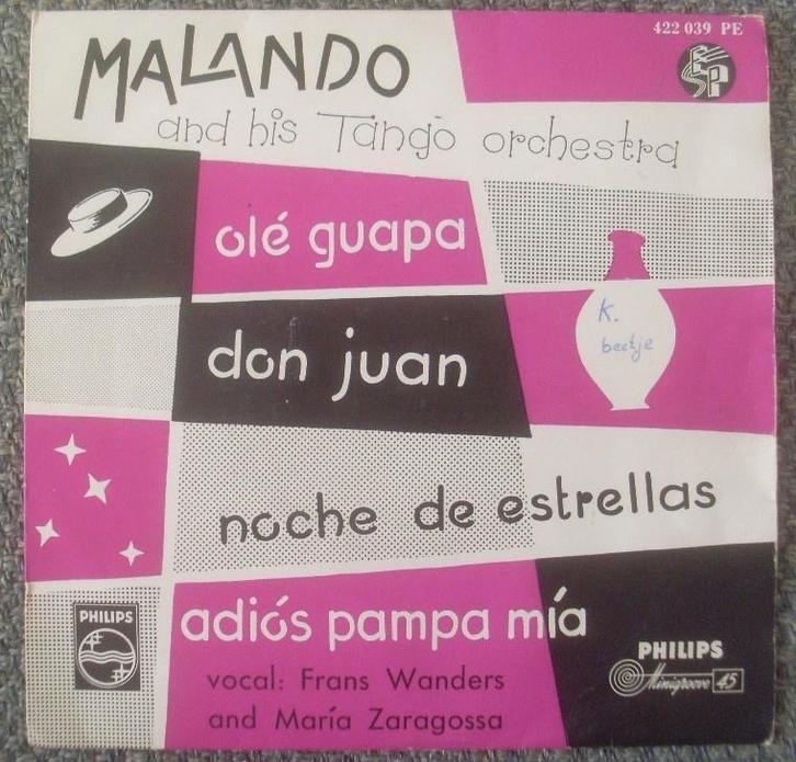Malando and his Tango-Orchestra - oa Ole Quapa (7" EP) 1955, Cd's en Dvd's, Vinyl Singles, Gebruikt, EP, Latin en Salsa, 7 inch