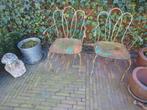 Oude gietijzeren Franse tuinstoelen, Tuin en Terras, Ophalen, Gebruikt, Metaal