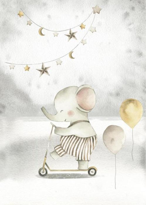 Kinderposter Bosdieren Nacht Circus Olifant Designed4kids, Kinderen en Baby's, Kinderkamer | Inrichting en Decoratie, Nieuw, Wanddecoratie