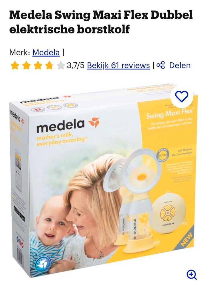 Medela Swing MaxiFlexDubbel Elektrische Borstkolf breastpump, Kinderen en Baby's, Babyvoeding en Toebehoren, Zo goed als nieuw