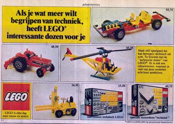 Retro reclame 1978 Lego Technic tractor helipcopter racewage