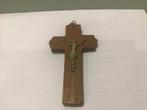 Antiek Houten Kruis met Corpus en Tekst Mon Jezus Miserico, Ophalen of Verzenden