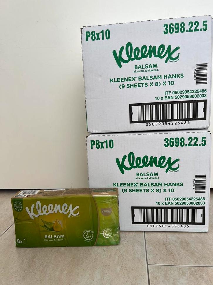 Kleenex Balsam zakdoekjes - 20x8 pakjes = 160 pakjes, Sieraden, Tassen en Uiterlijk, Uiterlijk | Gezichtsverzorging, Nieuw, Verzorging