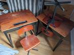 schoolbankjes met stoel, Kinderen en Baby's, Kinderkamer | Tafels en Stoelen, Gebruikt, Tafel(s) en Stoel(en), Ophalen