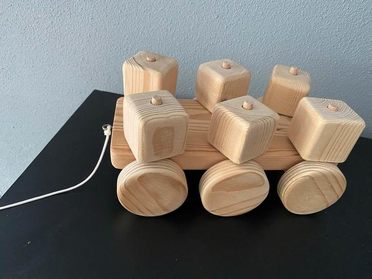 Houten blokkenwagen - handgemaakt, Kinderen en Baby's, Speelgoed | Houten speelgoed, Nieuw, Duw- of Trekspeelgoed, Ophalen of Verzenden