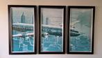 Schilderij 3-luik - klassiek vliegtuig boven New York, Ophalen, 125 cm of meer, Zo goed als nieuw, Schilderij