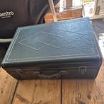 brocante zware leren opberg koffer, Antiek en Kunst, Curiosa en Brocante, Ophalen of Verzenden